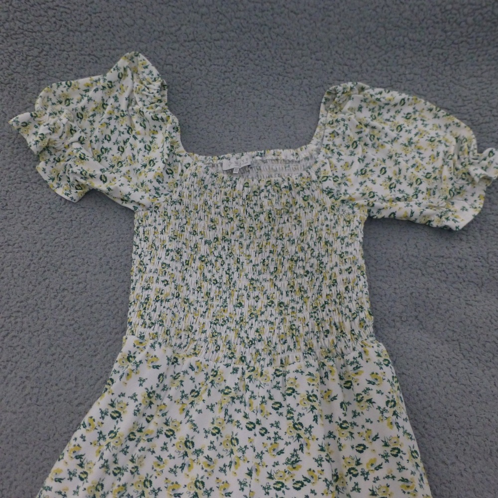 WAYF Jumpsuit Womens Medium Floral Smocked Square Neck Wide Leg - Picture 3 of 13